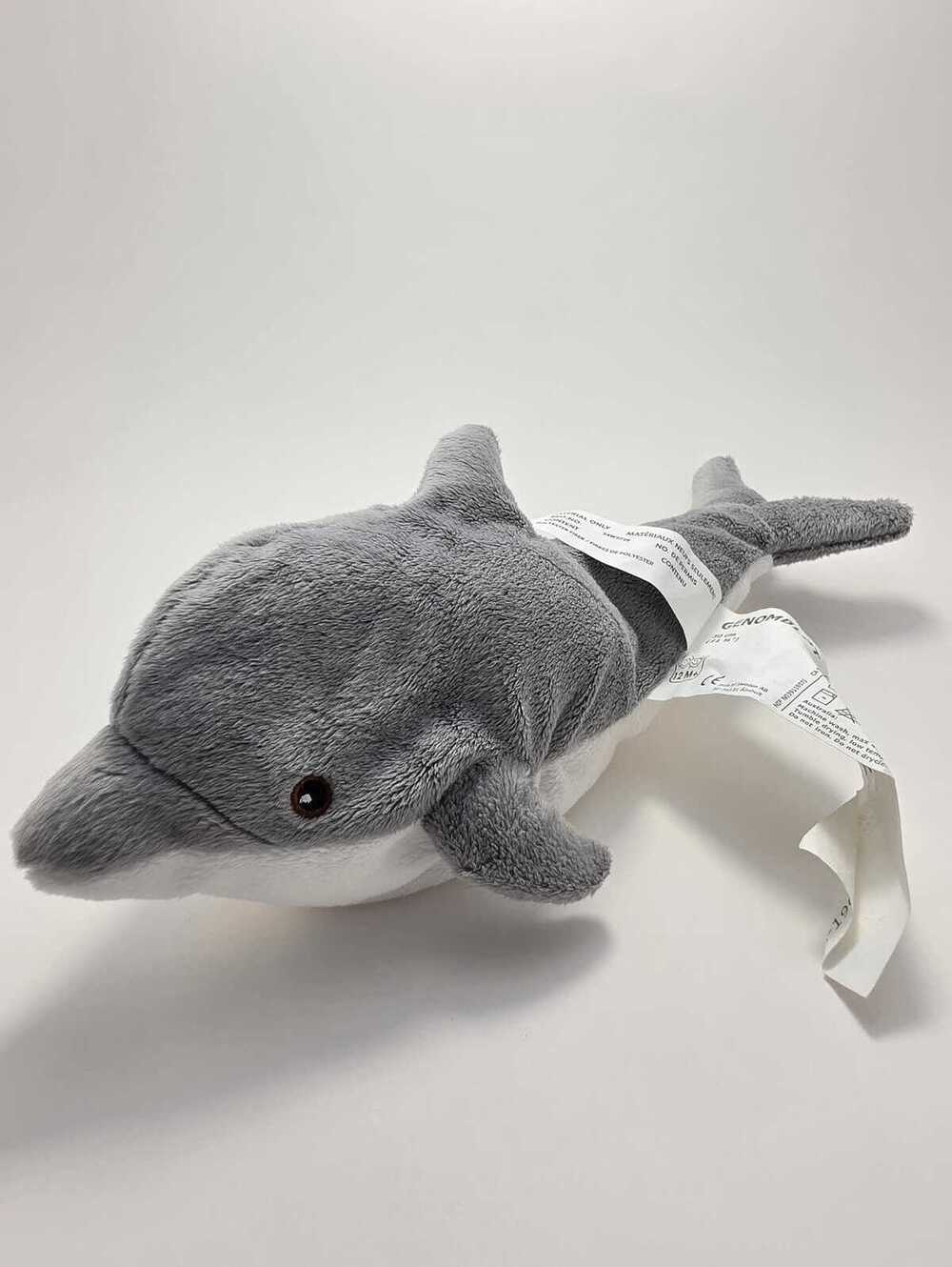 IKEA Genomblot Dolphin Plush Stuffed Animal Toy Gray White (9 inch)